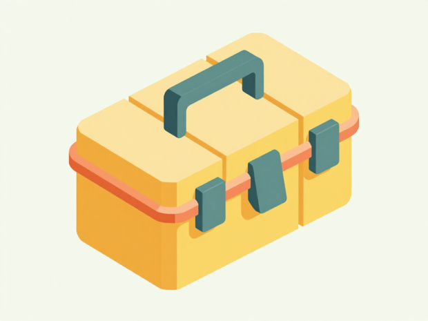 Two stackable hard plastic tool cases connected together with latch clips visible