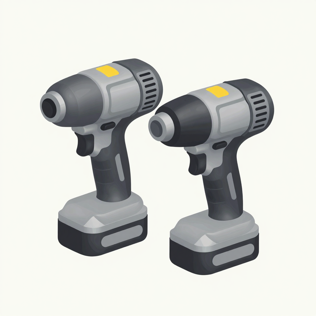 DeWalt and Bauer 20V cordless tools side by side, illustrative comparison