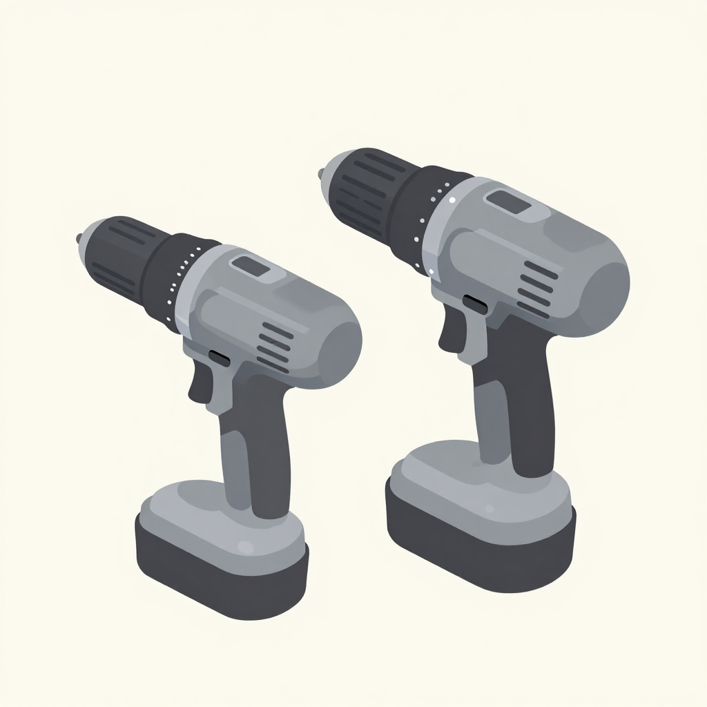 DeWalt and Black+Decker 20V MAX cordless drills side by side, illustrative comparison