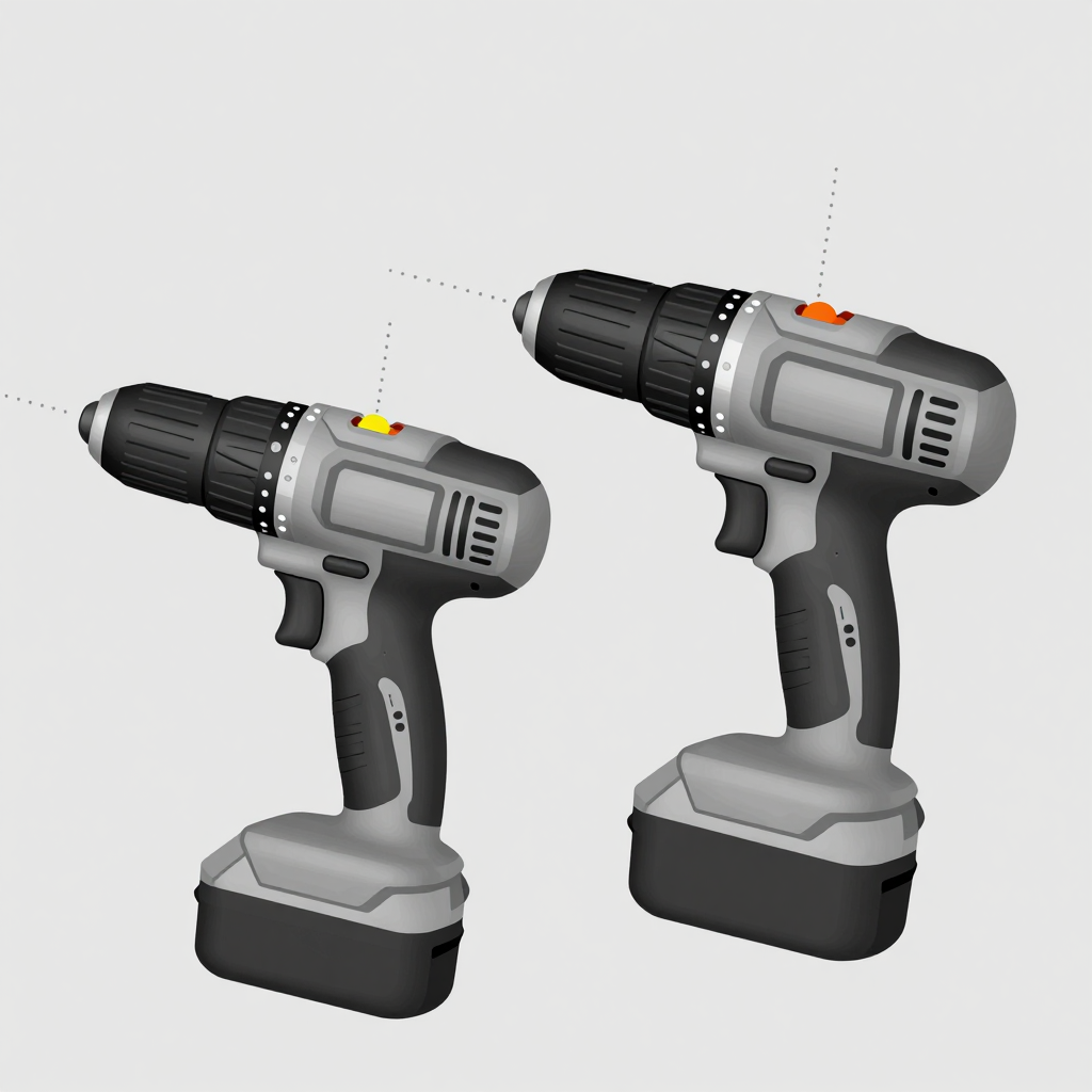 DeWalt and Black+Decker 20V MAX cordless drills side by side, illustrative comparison
