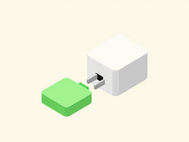 A charging adapter bridging a small battery pack into a larger charger port