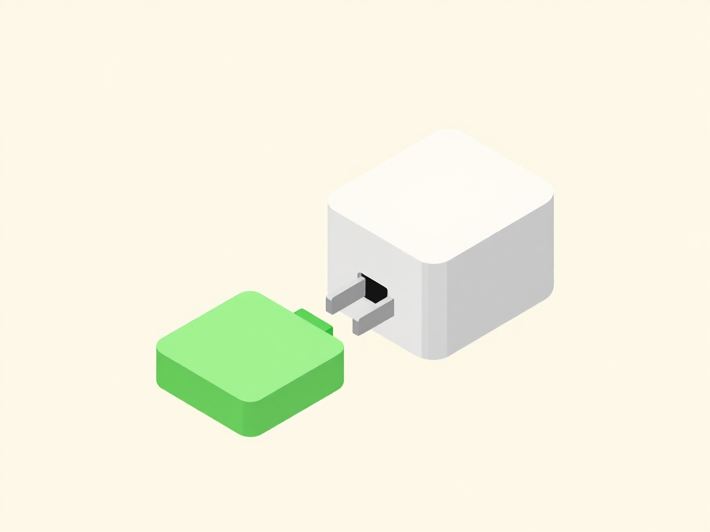 A charging adapter bridging a small battery pack into a larger charger port