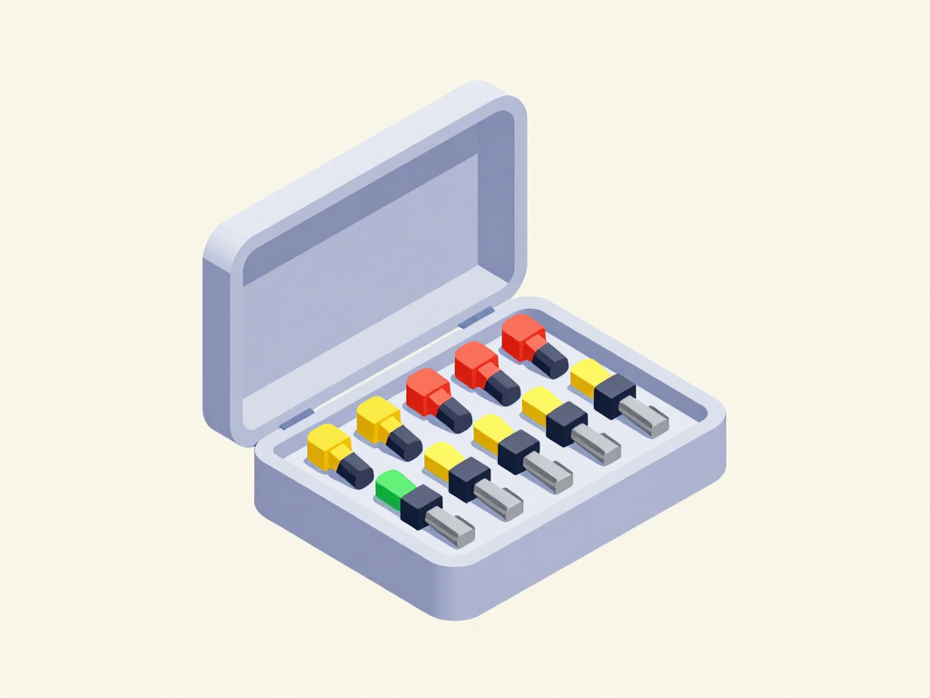 An open bit organizer case showing rows of small driver bits